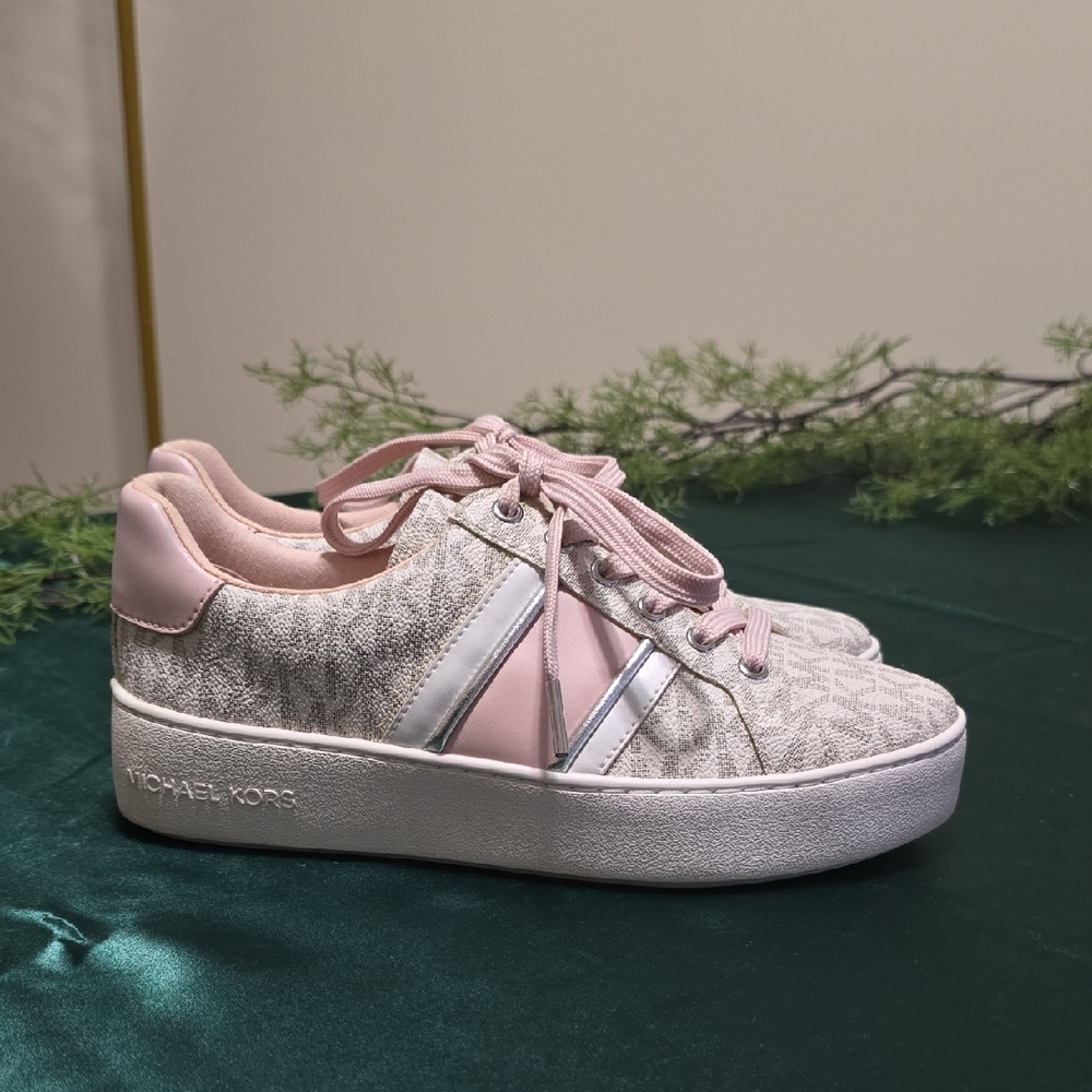 Michael Kors Women's Pink and Silver Patterned Sneakers
